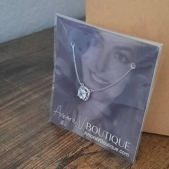 2/$40 Stunning Square CZ Necklace - Ladies Elegant Square Necklace - Picture 6 of 8